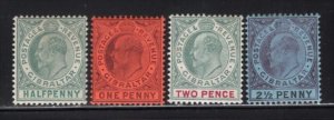 Gibraltar 1903 E7, 1/2p-2.5p 4 Values Wmk CA Mint OG H #39-42 CV$98