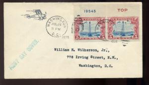 Scott #C11  TOP Plate # Pair on FDC First Day Cachet Cover (Stock #C11-FDC12)