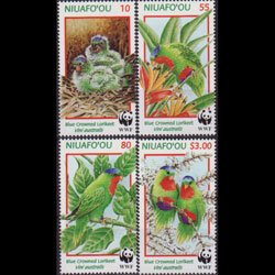 TONGA-NIUAFOU 1998 - Scott# 202-5 WWF-Lorikeets Set of 4 NH