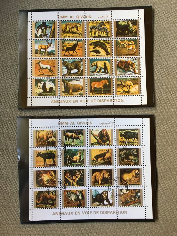 Umm Al Qiwain 1973 set of 9 Animal Mini Sheets