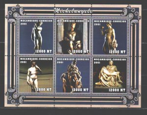 Mozambique. 2001. ml 2127-32. Michelangelo sculpture. MNH.