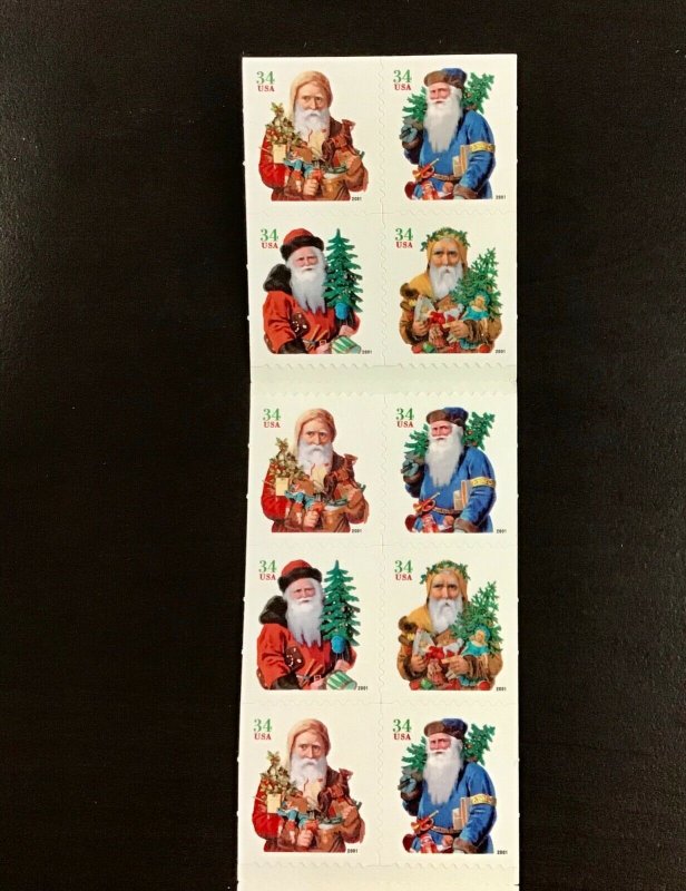 BK286  (3544V) 34 cent. Santa Claus.  Booklet of 20. Issued in 2001.