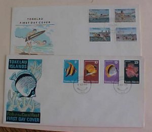 TOKELAU  2 DIFF. FDC NUKUNONO 1975,1980 CACHET  UNADDRESSED