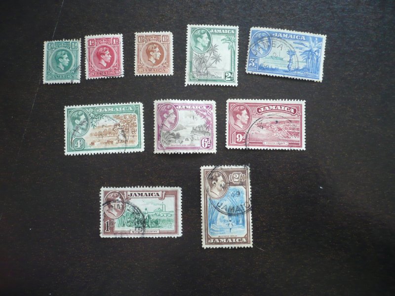 Stamps - Jamaica - Scott# 116-119, 121-126 - Used Part Set of 10 Stamps