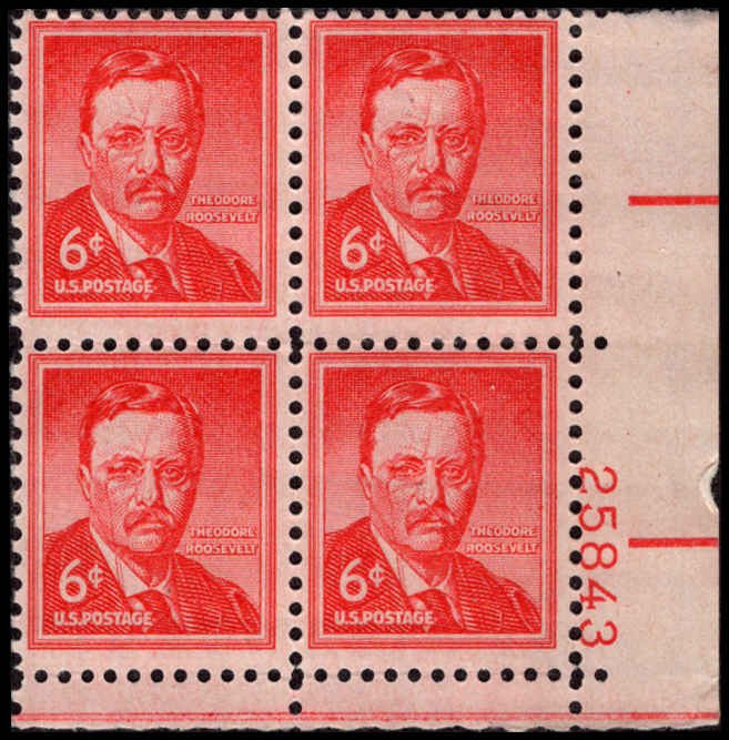 US #1039a ROOSEVELT MNH LR PLATE BLOCK #25843