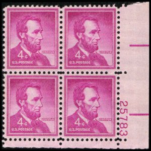 US #1036a LINCOLN MNH LR PLATE BLOCK #25783