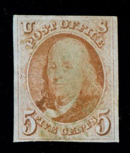 momen: US Stamps #1 Used Scarce Green Cancel VF