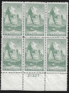 SCOTT  747  ZION  8¢  PLATE BLOCK OF 6 (BOTTOM)  MNH  SHERWOOD STAMP