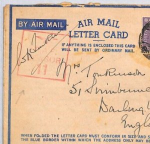 GB EGYPT WW2 Air Letter RAF CENSOR *11* Co Durham Darlington 1943 {samwells}ZV24