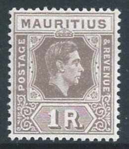 Mauritius #219a MH 1r King George VI - Gray Brown - Chalky Paper