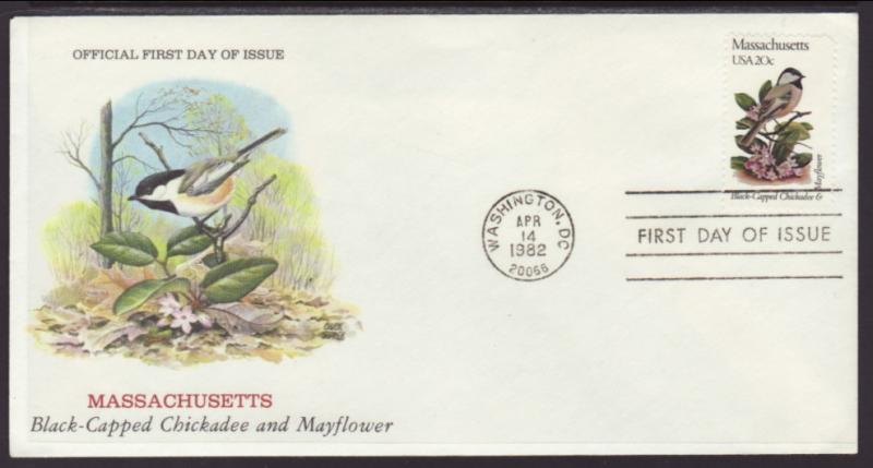 US Massachusetts Bird & Flower 1982 U/A FDC BIN