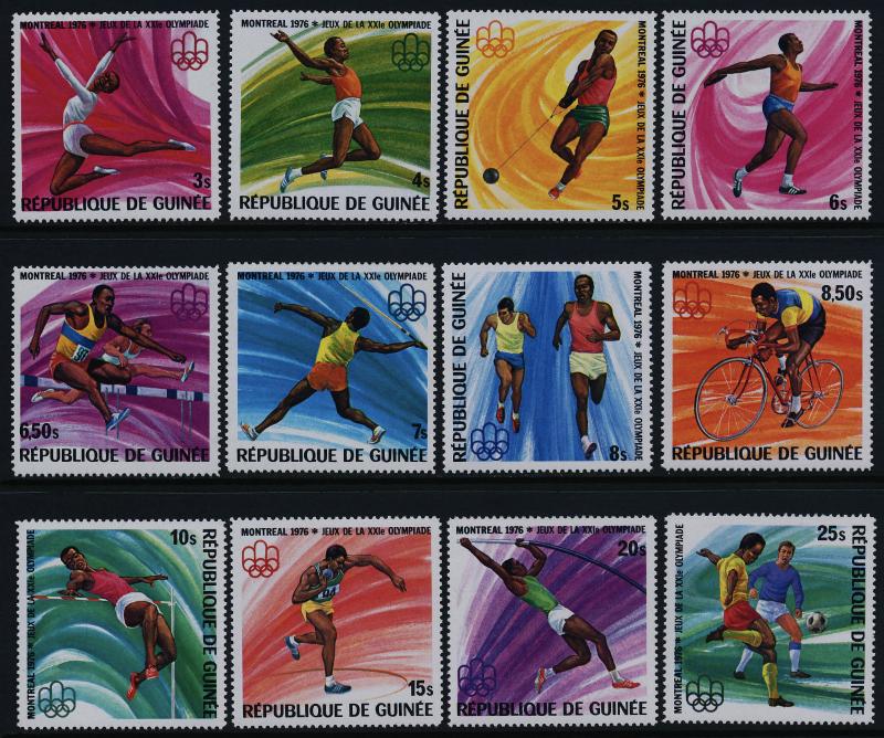 Guinea 706-17 MNH Montreal Olympics, Athletics, Gymnastics, Cycling, Soccer