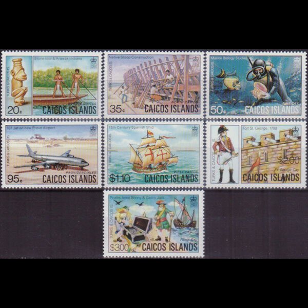 CAICOS 1983 - Scott# 15-21 History 20c-$3 NH