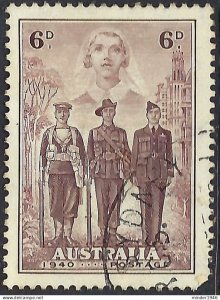 AUSTRALIA 1940 KGVI 6d  Brown-Purple Australian Imperial Forces SG199 Used