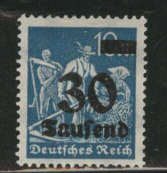 Germany Scott 248 MH* 1924 surcharged stamp Hinge remnant