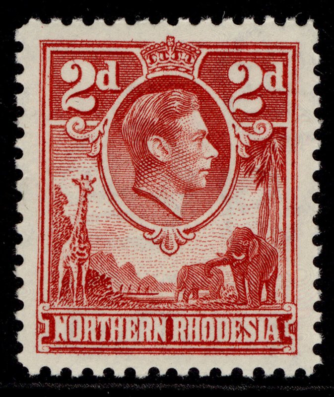 NORTHERN RHODESIA GVI SG32, 2d carmine-red, NH MINT.