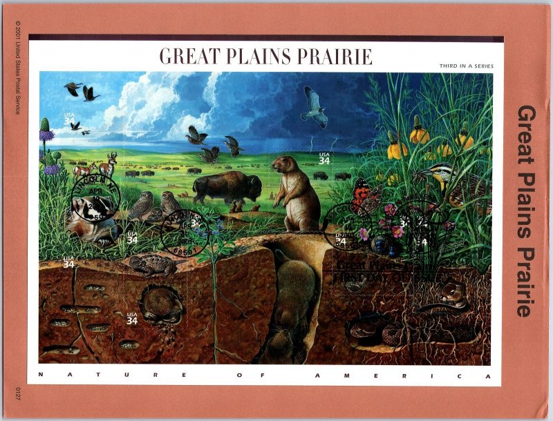 USPS SOUVENIR PAGE GREAT PLAINS PRAIRIE 2001