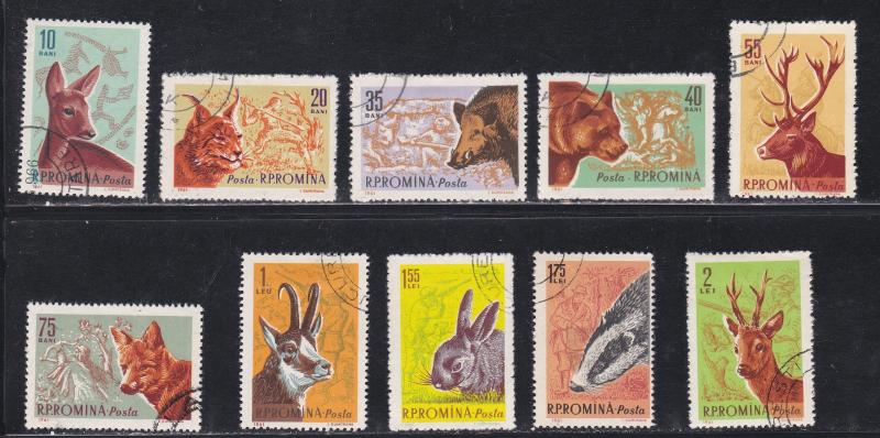 Romania # 1425-1434, Wild Animals, Used, 1/2 Cat.