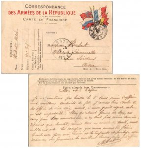 France Soldier's Free Mail 1915 Tresor et Postes 103 Correspondance des Armee...