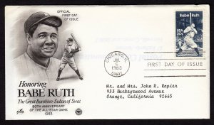 U.S. #2046  Babe Ruth FDC