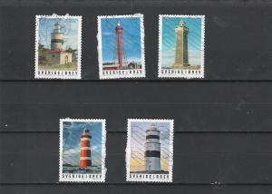 Sweden  Scott#  2815a-2815e  Used  (2018 Lighthouses)