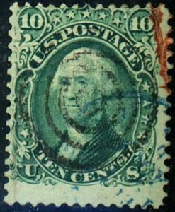 U.S. #89 Used Fine Red & Blue Cancels Cat$435