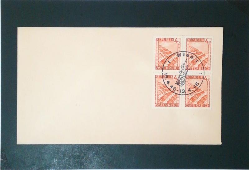 Austria 1946 Vienna Liberation Anniversary Cover, 4g Block of Four - Z3321