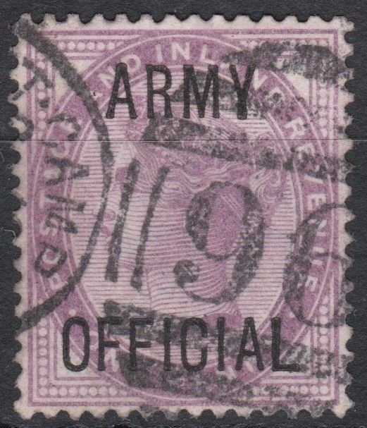 Great Britain SgO43 1d Lilac Used Army Official Useful Postmark Cv £7