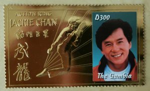 Action King Jackie Chan Gambia Collectible 24K Gold Stamp - MNH
