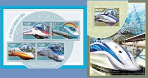 NIGER 2014 2 SHEETS nig14510ab TRAINS VITESSE TGV SPEED