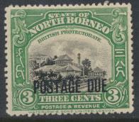 North Borneo SG D53 MH 3c Opt Postage Due  see details and scans 