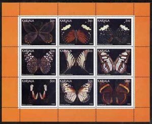 KARJALA - 1998 - Butterflies - Perf 9v Sheet - Mint Never Hinged - Private Issue