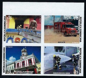 Dominican Republic 1726 MNH BLOCK OF 4 IMPERF FIREFIGHTERS [D2]