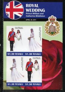 TUVALU  ROYAL WEDDING OF PRINCE WILLIAM & KATE MIDDLETON IMPERF SHEET I MINT NH