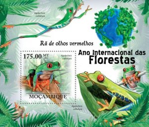 MOZAMBIQUE - 2011 - Red-Winged Tree Frogs - Perf Souv Sheet - Mint Never Hinged