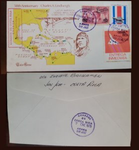 EL)1978 COSTA RICA, 50TH ANNIVERSARY OF CHARLES LINDBERGH, AIRLINES, IMMEDIATE D