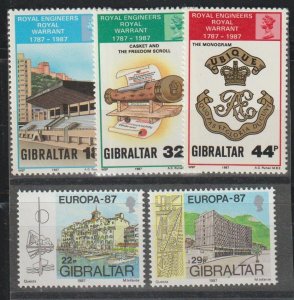 Gibraltar SC 499-500, 505-507 Mint, Never Hinged