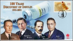 CA21-031, 2021, Discovery of Insulin, First Day of Issue, Pictorial Postmark,