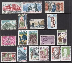 French Andorra Andorre 1963-80 Group of 18 Better Stamps MNH CV$150