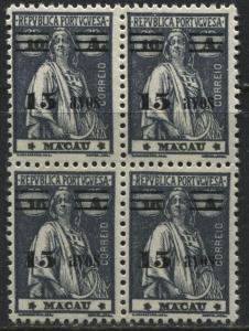 Macao 1933 surcharged 15a on 16a in a block of 4 unmounted mint NH