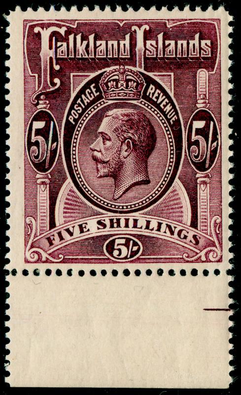 FALKLAND ISLANDS SG67b, 5s maroon NH MINT. Cat £130. MARGINAL.