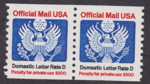 O139 D Official Mail MNH Coil Pair