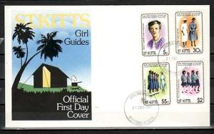 St. Kitts, Scott cat. 82-85. 50th Anniversary of Girl Guides. First day cover. ^