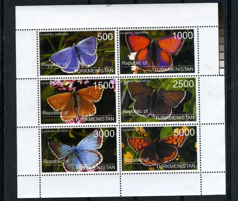 Turkmenistan 1998 Butterflies Sheet Perforated mnf.vf