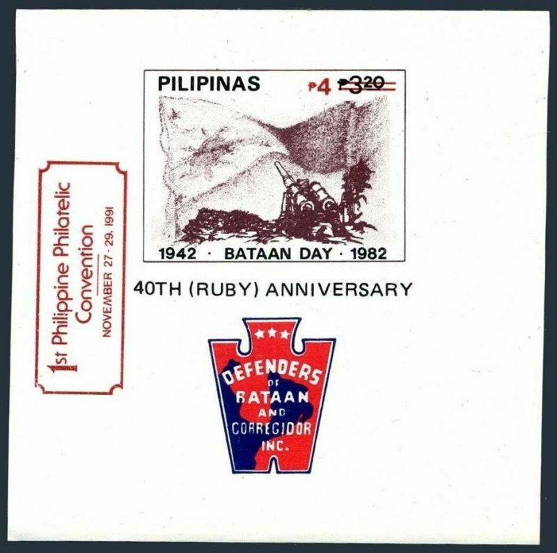 Philippines 2114,MNH.Michel 2059 Bl.40. Bataan Day,1991.Philatelic Convention. 