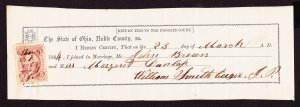 Marriage Certificate, 5c R27c (Inland Exchange), March 23, 1864, Ohio, Dunlop