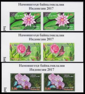 2017 Tajikistan  764b-766bx2+Tab Butterflies / Flowers 50,00 €