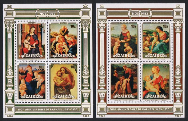 Zaire 500th Birth Anniversary of Raphael 2 MSs SG#MS1171 SC#119-130 CV£10+