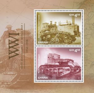 Ghana 2014 - 100th Anniv World War I - Souvenir stamp sheet - Scott #2791 - MNH