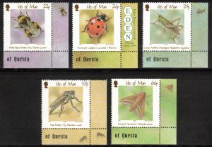 ISLE OF MAN 2001 Insects; Scott 895-99, SG 924-28; MNH